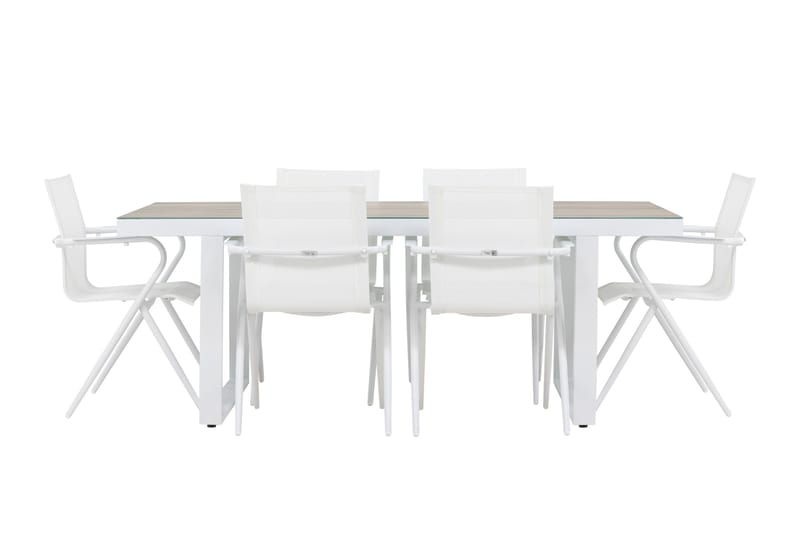 Merlo Matgrupp 200 cm + 6 st Alling Matstolar Vit - Utemöbler & utemiljö - Utegrupp - Matgrupp utomhus