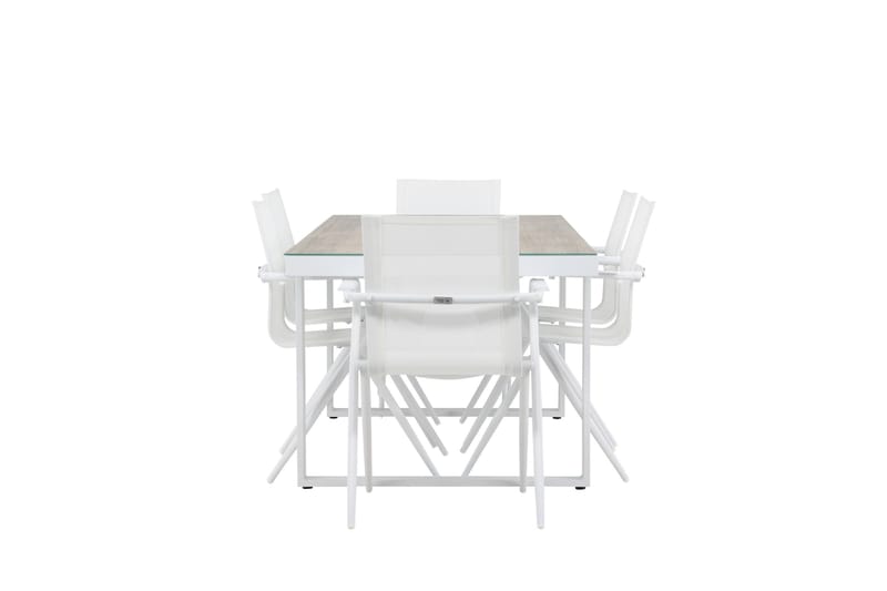 Merlo Matgrupp 200 cm + 6 st Alling Matstolar Vit - Utemöbler & utemiljö - Utegrupp - Matgrupp utomhus