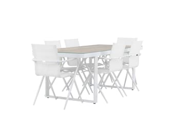 Matgrupp Utomhus Merlo 200 cm + 6 st Alling Matstolar Vit - Utemöbler & utemiljö - Utegrupp - Matgrupp utomhus