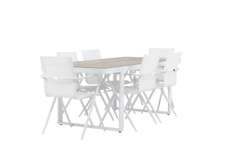 Matgrupp Utomhus Merlo 200 cm + 6 st Alling Matstolar Vit - Utemöbler & utemiljö - Utegrupp - Matgrupp utomhus