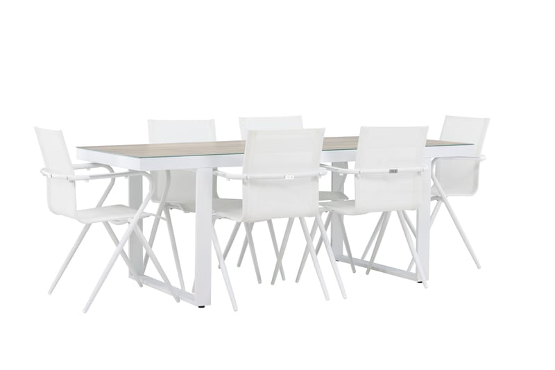 Matgrupp Utomhus Merlo 200 cm + 6 st Alling Matstolar Vit - Utemöbler & utemiljö - Utegrupp - Matgrupp utomhus