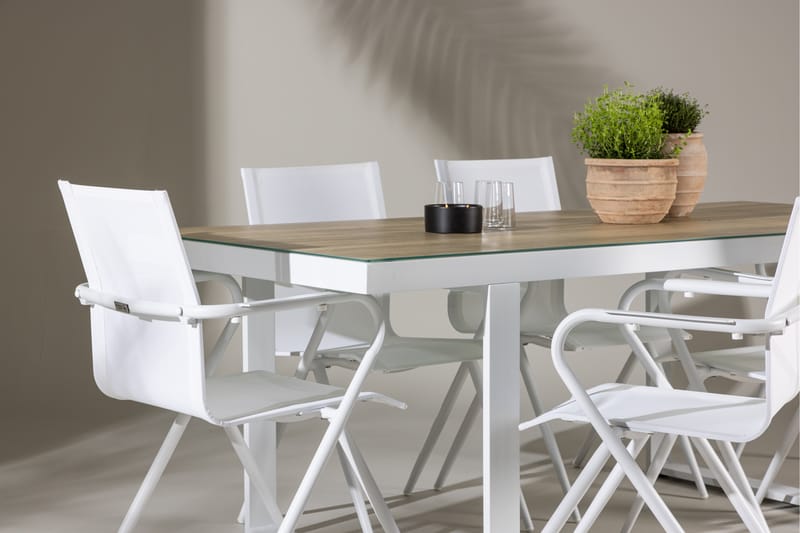 Matgrupp Utomhus Merlo 200 cm + 6 st Alling Matstolar Vit - Utemöbler & utemiljö - Utegrupp - Matgrupp utomhus