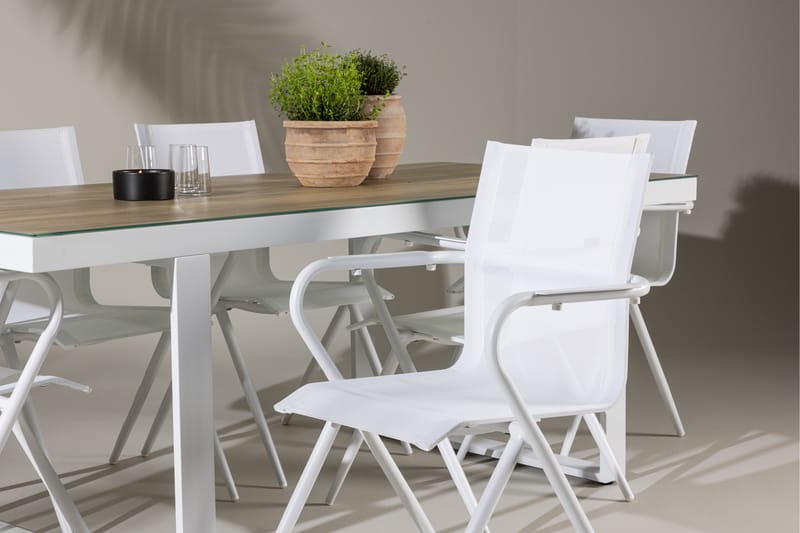 Matgrupp Utomhus Merlo 200 cm + 6 st Alling Matstolar Vit - Utemöbler & utemiljö - Utegrupp - Matgrupp utomhus