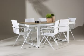 Matgrupp Utomhus Merlo 200 cm + 6 st Alling Matstolar Vit - Utemöbler & utemiljö - Utegrupp - Matgrupp utomhus