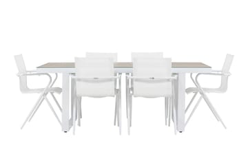 Matgrupp Utomhus Merlo 200 cm + 6 st Alling Matstolar Vit - Utemöbler & utemiljö - Utegrupp - Matgrupp utomhus