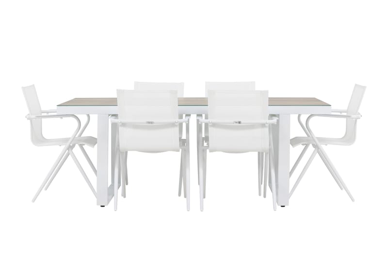 Matgrupp Utomhus Merlo 200 cm + 6 st Alling Matstolar Vit - Utemöbler & utemiljö - Utegrupp - Matgrupp utomhus