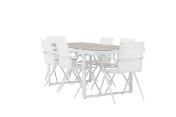 Matgrupp Utomhus Merlo 200 cm + 6 st Alling Matstolar Vit - Utemöbler & utemiljö - Utegrupp - Matgrupp utomhus