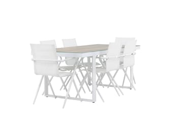 Matgrupp Utomhus Merlo 200 cm + 6 st Alling Matstolar Vit - Utemöbler & utemiljö - Utegrupp - Matgrupp utomhus