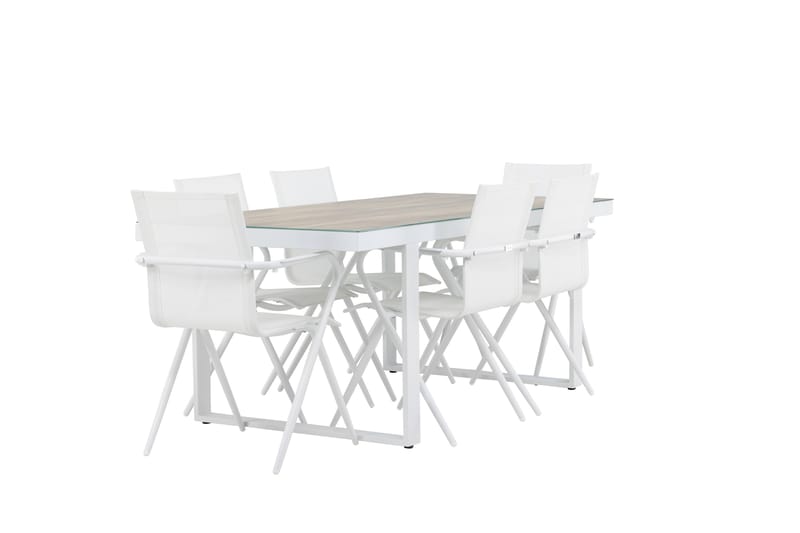 Matgrupp Utomhus Merlo 200 cm + 6 st Alling Matstolar Vit - Utemöbler & utemiljö - Utegrupp - Matgrupp utomhus
