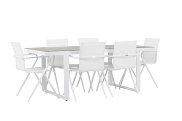 Matgrupp Utomhus Merlo 200 cm + 6 st Alling Matstolar Vit - Utemöbler & utemiljö - Utegrupp - Matgrupp utomhus