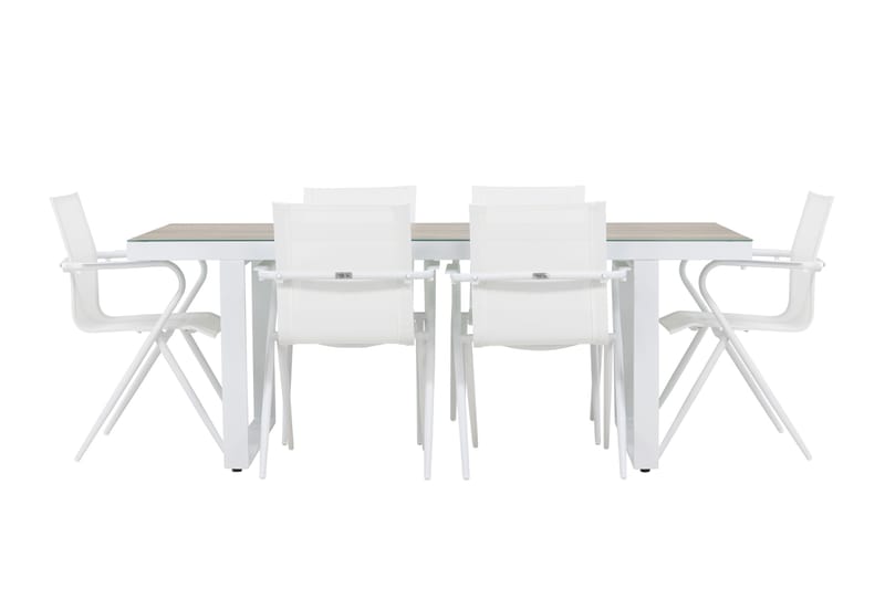 Matgrupp Utomhus Merlo 200 cm + 6 st Alling Matstolar Vit - Utemöbler & utemiljö - Utegrupp - Matgrupp utomhus