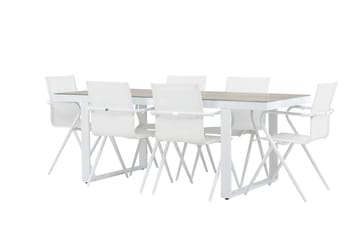 Matgrupp Utomhus Merlo 200 cm + 6 st Alling Matstolar Vit - Utemöbler & utemiljö - Utegrupp - Matgrupp utomhus