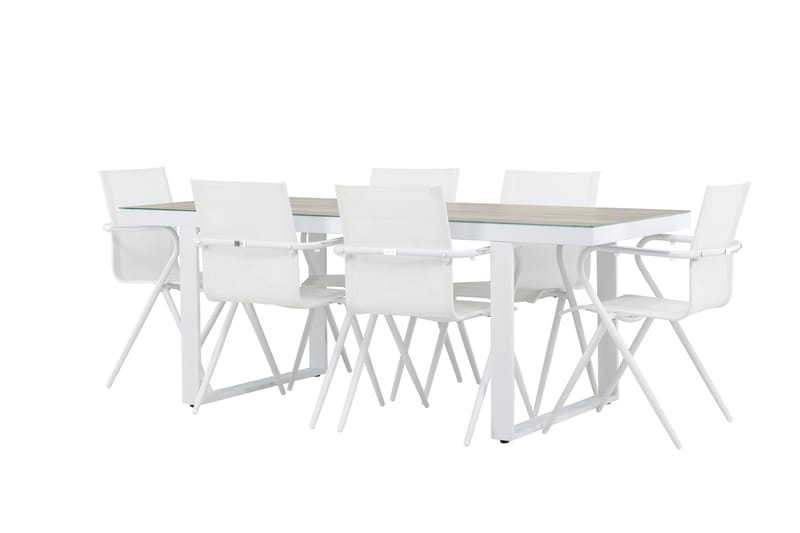 Matgrupp Utomhus Merlo 200 cm + 6 st Alling Matstolar Vit - Utemöbler & utemiljö - Utegrupp - Matgrupp utomhus
