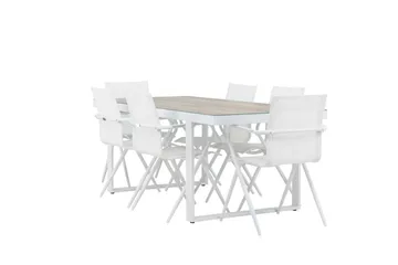 Merlo Matgrupp 200 cm + 6 st Alling Matstolar Vit - Utemöbler & utemiljö - Utegrupp - Matgrupp utomhus