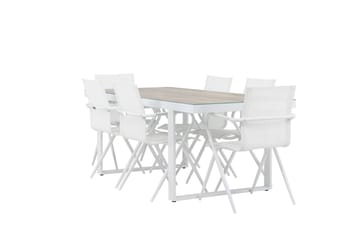 Merlo Matgrupp 200 cm + 6 st Alling Matstolar Vit - Utemöbler & utemiljö - Utegrupp - Matgrupp utomhus