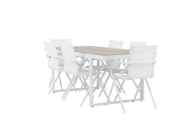 Merlo Matgrupp 200 cm + 6 st Alling Matstolar Vit - Utemöbler & utemiljö - Utegrupp - Matgrupp utomhus