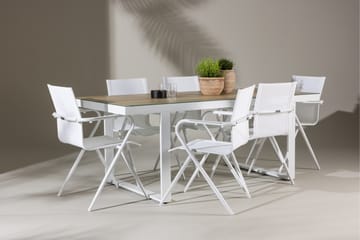 Merlo Matgrupp 200 cm + 6 st Alling Matstolar Vit - Utemöbler & utemiljö - Utegrupp - Matgrupp utomhus