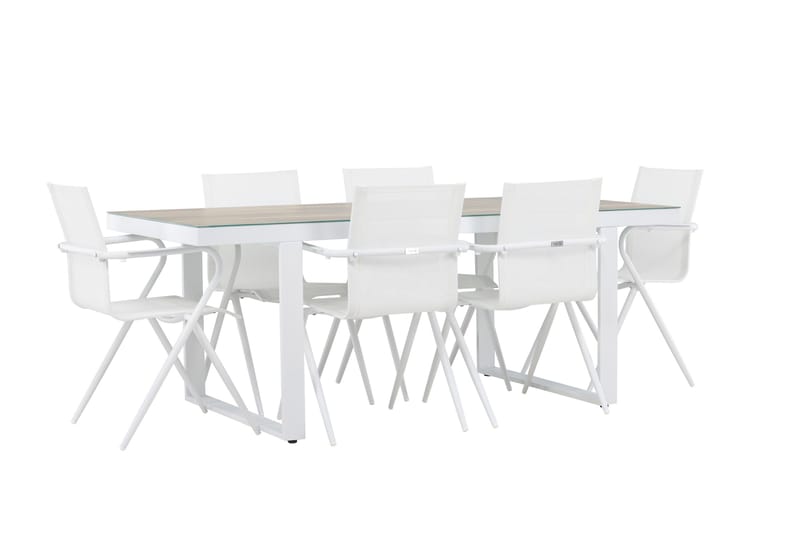 Merlo Matgrupp 200 cm + 6 st Alling Matstolar Vit - Utemöbler & utemiljö - Utegrupp - Matgrupp utomhus