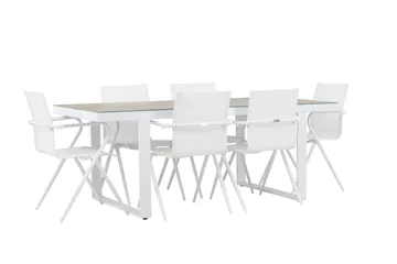 Merlo Matgrupp 200 cm + 6 st Alling Matstolar Vit - Utemöbler & utemiljö - Utegrupp - Matgrupp utomhus