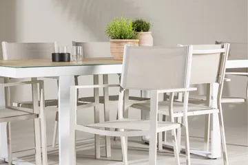 Merlo Matgrupp Utomhus 200 cm + 6 st Copacabana Matstolar Beige/Vit - Utemöbler & utemiljö - Utegrupp - Matgrupp utomhus