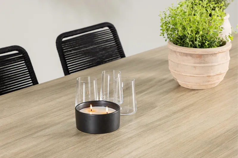 Merlo Matgrupp Utomhus 200 cm + 6 st Hochanas Matstolar Svart/Brun - Utemöbler & utemiljö - Utegrupp - Matgrupp utomhus