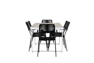 Merlo Matgrupp Utomhus 200 cm + 6 st Hochanas Matstolar Svart/Brun - Utemöbler & utemiljö - Utegrupp - Matgrupp utomhus