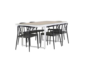 Matgrupp Utomhus Merlo 200 cm + 6 st Stina Matstolar Svart/Vit - Utemöbler & utemiljö - Utegrupp - Matgrupp utomhus