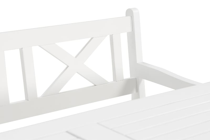 Matgrupp Oaxen 180 cm + 2 Stolar + Bänk Vit/Akacia - KWA - Matgrupp utomhus