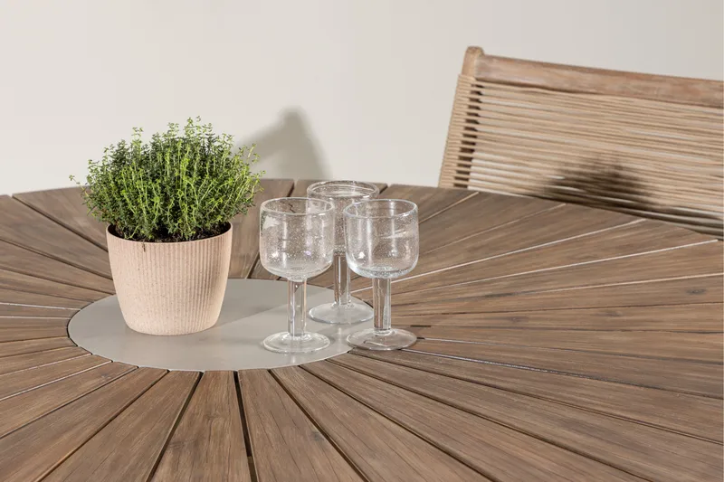 Rosario Matgrupp Rund 140 cm + 4 st Peter Matstolar Brun - Utemöbler & utemiljö - Utegrupp - Matgrupp utomhus