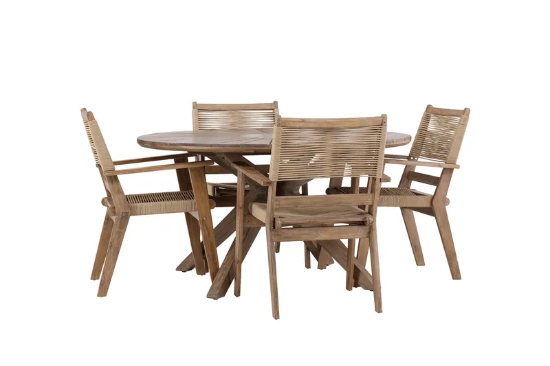 Rosario Matgrupp Rund 140 cm + 4 st Peter Matstolar Brun - Utemöbler & utemiljö - Utegrupp - Matgrupp utomhus