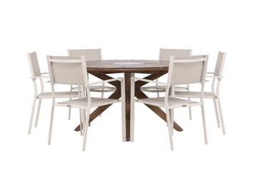 Matgrupp Utomhus Rosario Rund 140 cm + 6 st Copacabana Matstolar Beige/Brun - Utemöbler & utemiljö - Utegrupp - Matgrupp utomhus