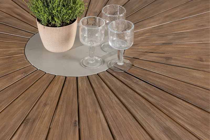 Rosario Matgrupp Rund 140 cm + 6 st Copacabana Matstolar Beige/Brun - Utemöbler & utemiljö - Utegrupp - Matgrupp utomhus