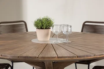 Rosario Matgrupp Rund 140 cm + 6 st Lindos Matstolar Brun - Utemöbler & utemiljö - Utegrupp - Matgrupp utomhus