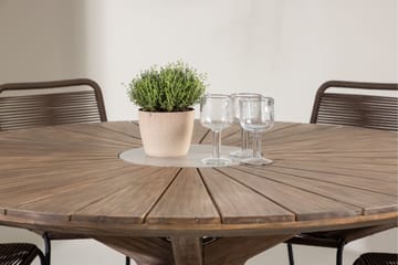 Rosario Matgrupp Rund 140 cm + 6 st Lindos Matstolar Brun - Utemöbler & utemiljö - Utegrupp - Matgrupp utomhus
