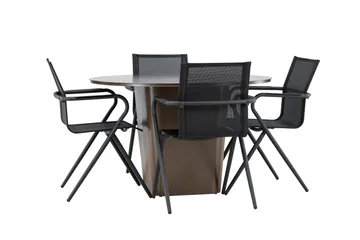 Santa Fe Matgrupp Utomhus Rund 120 cm + 4 st Alling Matstolar Svart/Brun - Utemöbler & utemiljö - Utegrupp - Matgrupp utomhus