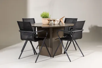 Santa Fe Matgrupp Utomhus Rund 120 cm + 4 st Alling Matstolar Svart/Brun - Utemöbler & utemiljö - Utegrupp - Matgrupp utomhus