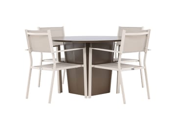 Santa Fe Matgrupp Utomhus Rund 120 cm + 4 st Copacabana Matstolar Beige/Brun - Utemöbler & utemiljö - Utegrupp - Matgrupp utomhus