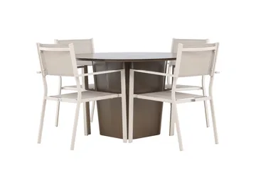 Santa Fe Matgrupp Utomhus Rund 120 cm + 4 st Copacabana Matstolar Beige/Brun - Utemöbler & utemiljö - Utegrupp - Matgrupp utomhus