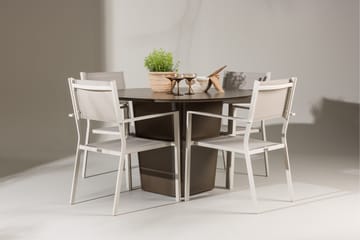 Santa Fe Matgrupp Utomhus Rund 120 cm + 4 st Copacabana Matstolar Beige/Brun - Utemöbler & utemiljö - Utegrupp - Matgrupp utomhus