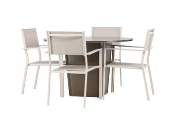 Santa Fe Matgrupp Utomhus Rund 120 cm + 4 st Copacabana Matstolar Beige/Brun - Utemöbler & utemiljö - Utegrupp - Matgrupp utomhus