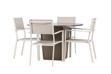 Santa Fe Matgrupp Utomhus Rund 120 cm + 4 st Copacabana Matstolar Beige/Brun - Utemöbler & utemiljö - Utegrupp - Matgrupp utomhus