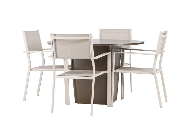Santa Fe Matgrupp Utomhus Rund 120 cm + 4 st Copacabana Matstolar Beige/Brun - Utemöbler & utemiljö - Utegrupp - Matgrupp utomhus