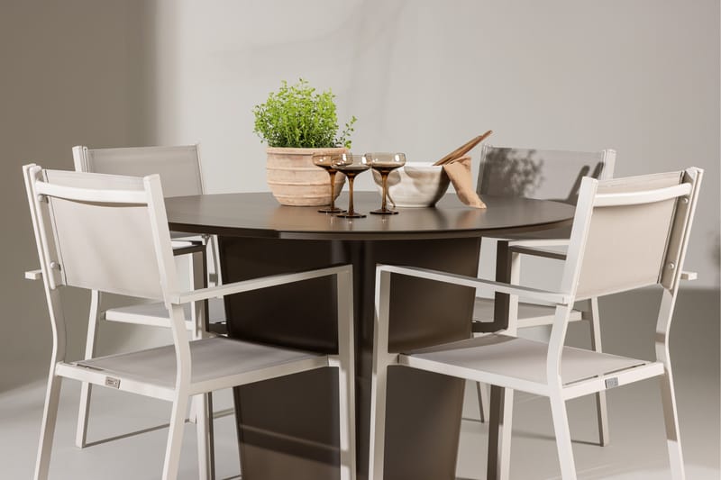 Santa Fe Matgrupp Utomhus Rund 120 cm + 4 st Copacabana Matstolar Beige/Brun - Utemöbler & utemiljö - Utegrupp - Matgrupp utomhus