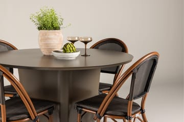 Santa Fe Matgrupp Rund 120 cm + 4 st Guarda Matstolar Svart/Brun - Utemöbler & utemiljö - Utegrupp - Matgrupp utomhus