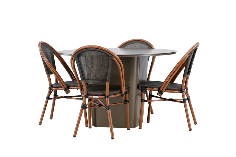 Santa Fe Matgrupp Rund 120 cm + 4 st Guarda Matstolar Svart/Brun - Utemöbler & utemiljö - Utegrupp - Matgrupp utomhus