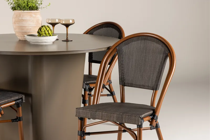 Santa Fe Matgrupp Rund 120 cm + 4 st Guarda Matstolar Svart/Brun - Utemöbler & utemiljö - Utegrupp - Matgrupp utomhus