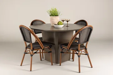 Santa Fe Matgrupp Rund 120 cm + 4 st Guarda Matstolar Svart/Brun - Utemöbler & utemiljö - Utegrupp - Matgrupp utomhus