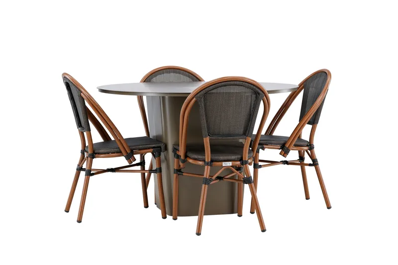 Santa Fe Matgrupp Rund 120 cm + 4 st Guarda Matstolar Svart/Brun - Utemöbler & utemiljö - Utegrupp - Matgrupp utomhus