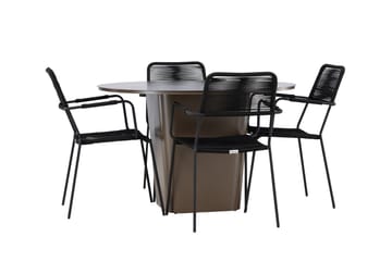 Santa Fe Matgrupp Utomhus Rund 120 cm + 4 st Hochanas Matstolar Svart/Brun - Utemöbler & utemiljö - Utegrupp - Matgrupp utomhus