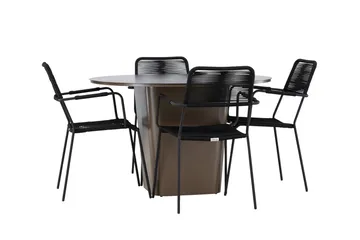 Santa Fe Matgrupp Utomhus Rund 120 cm + 4 st Hochanas Matstolar Svart/Brun - Utemöbler & utemiljö - Utegrupp - Matgrupp utomhus